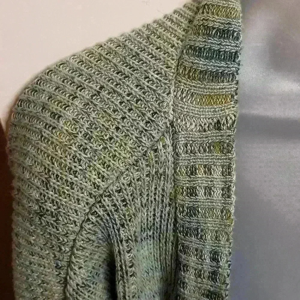KNOX ROSE Coatigan Fall Green oversized cozy knit‎ multi color cardigan (#576)